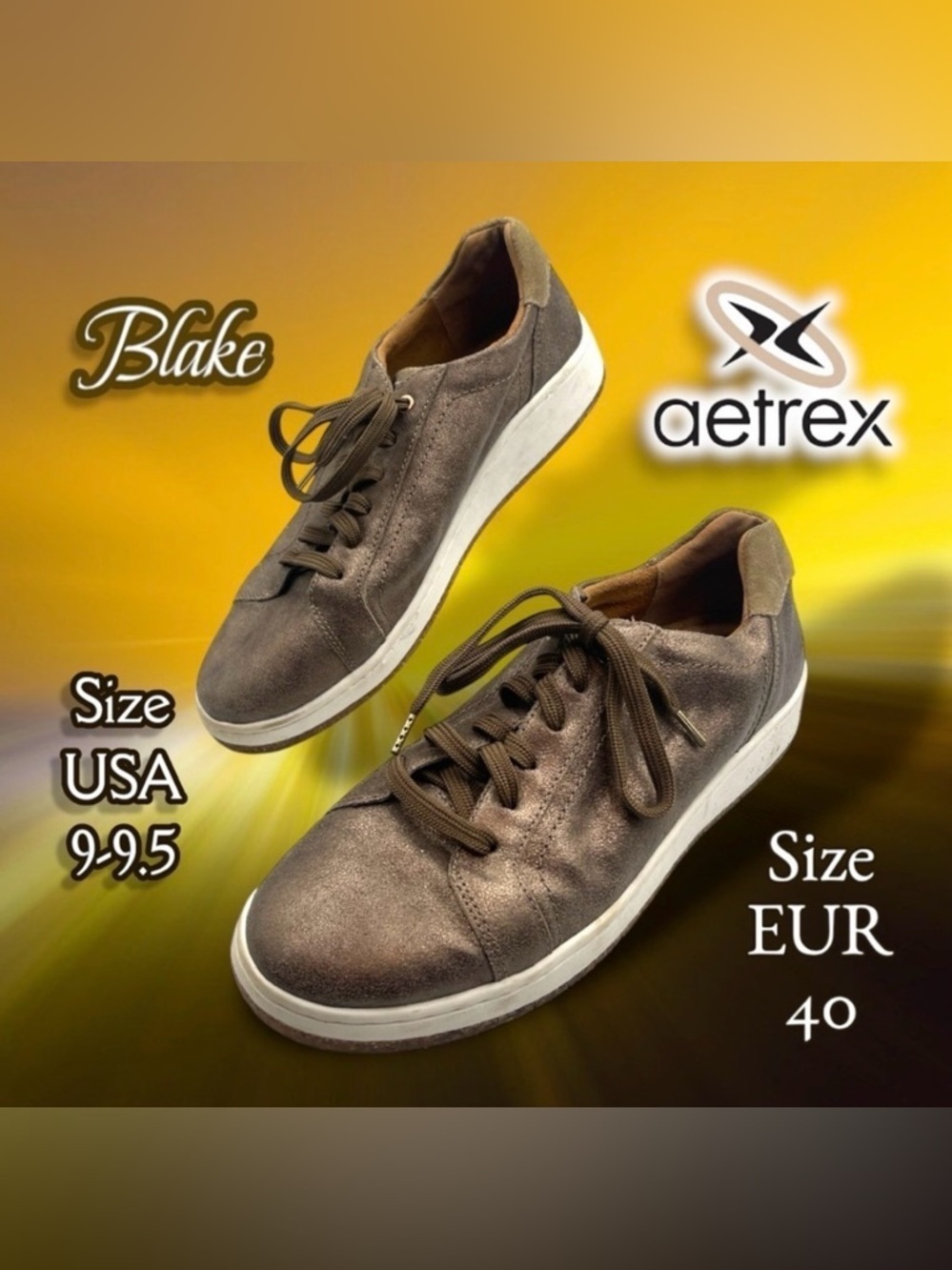 Aetrex Women's Blake Comfort Sneaker - Bronze Size EUR 40 US 9-9.5